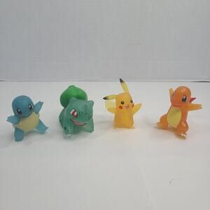Lot of 4 Translucent Pokemon Battle Figures Pikachu Charzard Squirttle Bul 2022